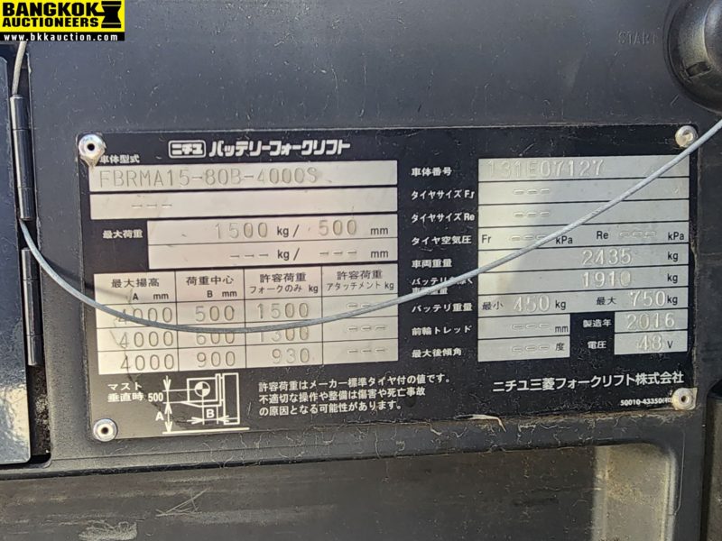 รถยก NICHIYU-FBRMA15-80B-400CS-131E07127